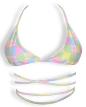 Load image into Gallery viewer, Pastel Picnic Bikini Top by the swimwear & clothing brand 'Mellow Kiti'. Handmade in New Zealand.