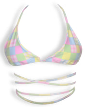 Load image into Gallery viewer, Pastel Picnic Bikini Top by the swimwear &amp; clothing brand &#39;Mellow Kiti&#39;. Handmade in New Zealand.
