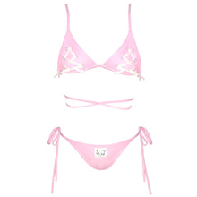 Load image into Gallery viewer, Willow Bikini Set by the brand Mellow Kiti, pink lace up bikini set
